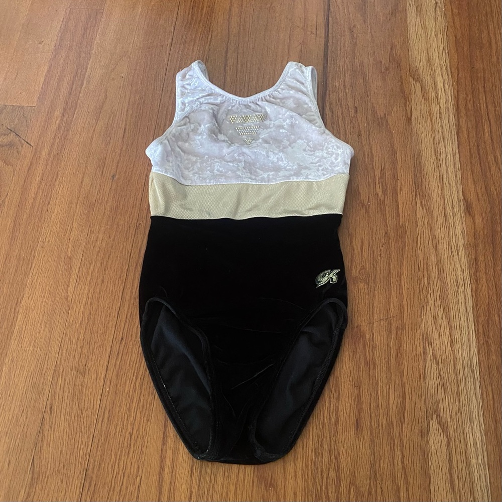 GK Velvet Color Block Leotard With Rhinestones